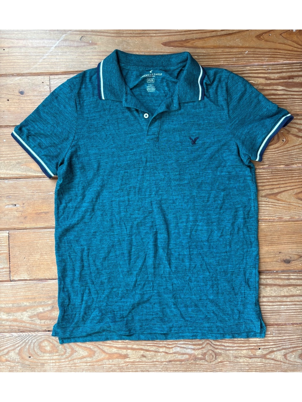 American Eagle Flex Classic Fit Polo Shirt Men’s Medium Heather Teal